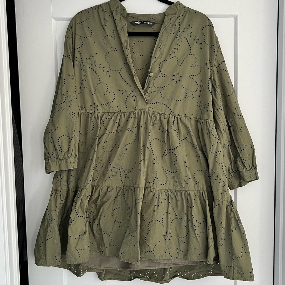 Zara Openwork Embroidered Mini Dress - Picture 3 of 5